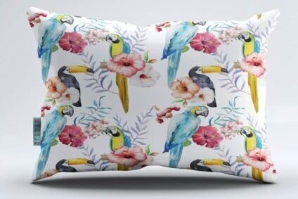 Pillow-digital-parrot-print